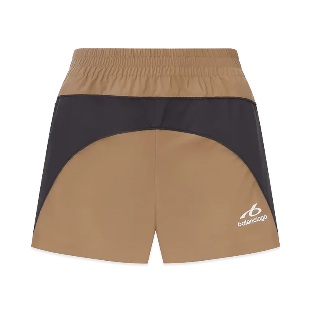 BALENCIAGA Women's Techwear Shorts in Soft Technical Fabric "Brown"