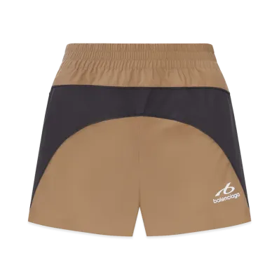 BALENCIAGA Women's Techwear Shorts in Soft Technical Fabric "Brown"