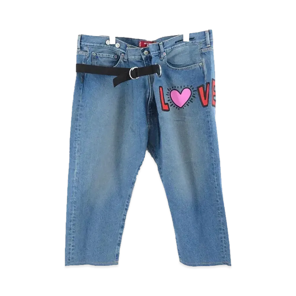 JUNYA WATANABE Cotton Denim Product Processing Levi's W Name Keith Haring "Indigo/Red/Pink"