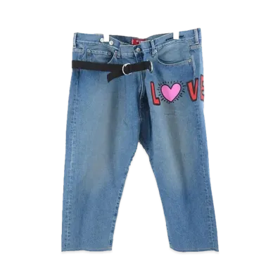 JUNYA WATANABE Cotton Denim Product Processing Levi's W Name Keith Haring "Indigo/Red/Pink"