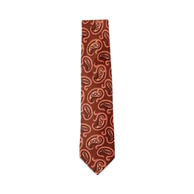 BEAMS Adamley Silk Paisley Print Tie "Brown"