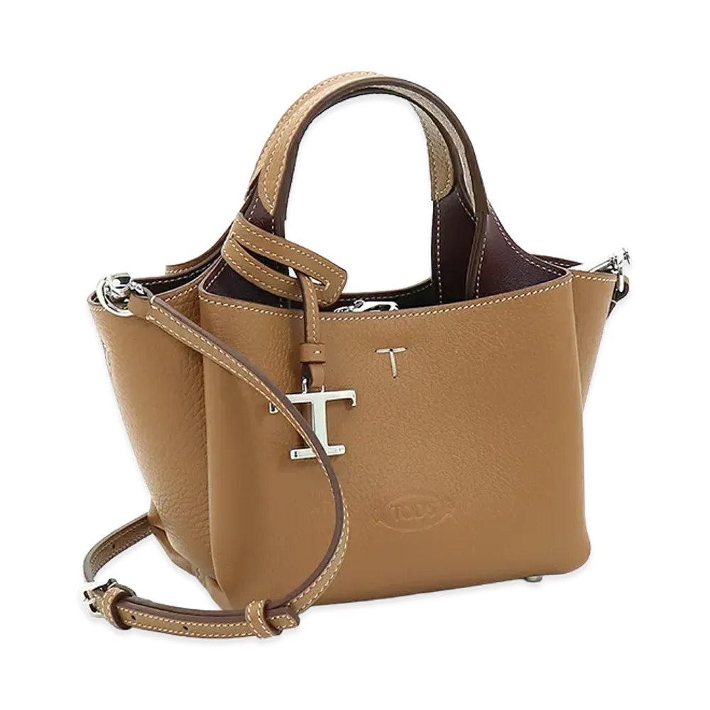 TOD'S Women's Leather Micro Handbag "Brown/Bordeaux"