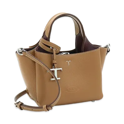 TOD'S Women's Leather Micro Handbag "Brown/Bordeaux"