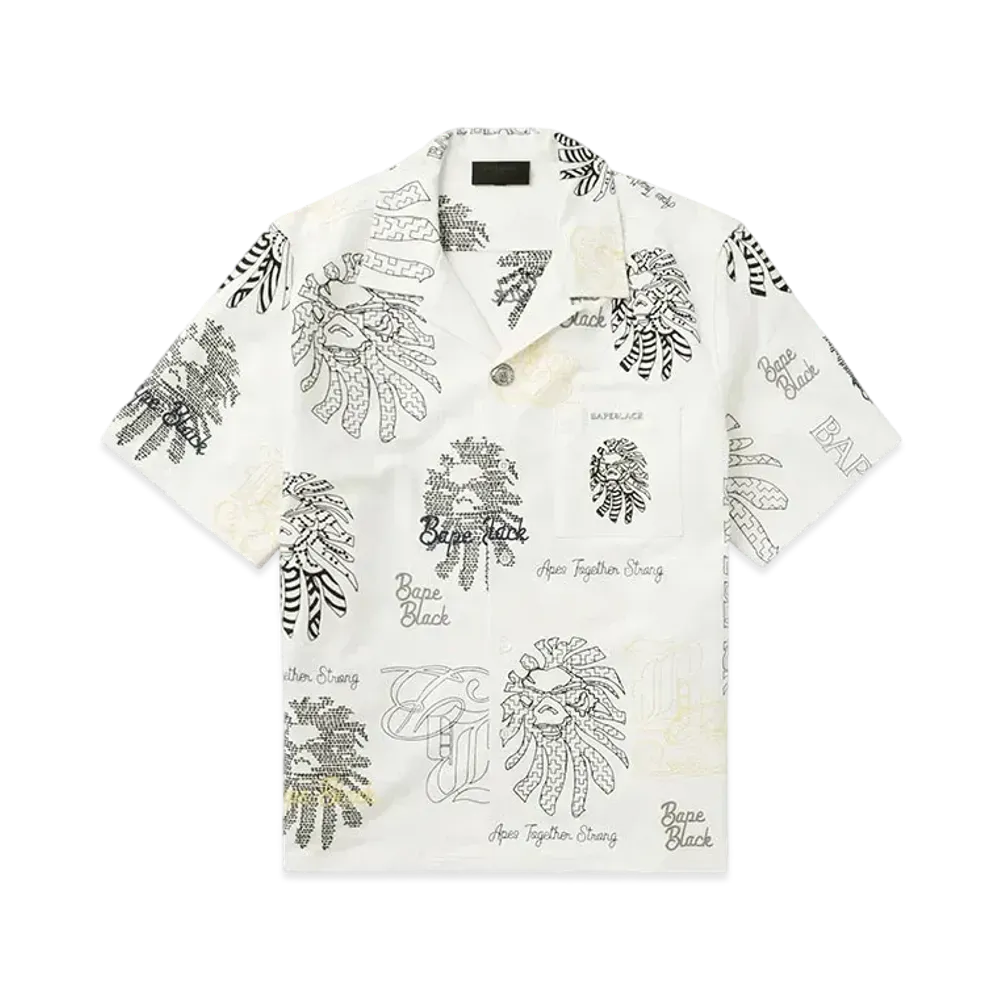 A BATHING APE Bape Black Bape Graphic Stitch Shirt "White"