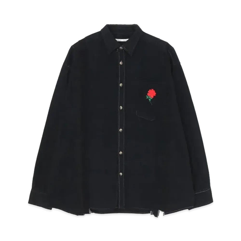 Yohji Yamamoto Wildside x Rebuild By Needles Flannel 7cut Wide Shirt "Black"