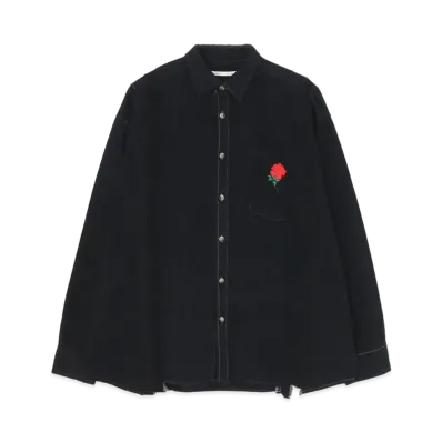 Yohji Yamamoto Wildside x Rebuild By Needles Flannel 7cut Wide Shirt "Black"