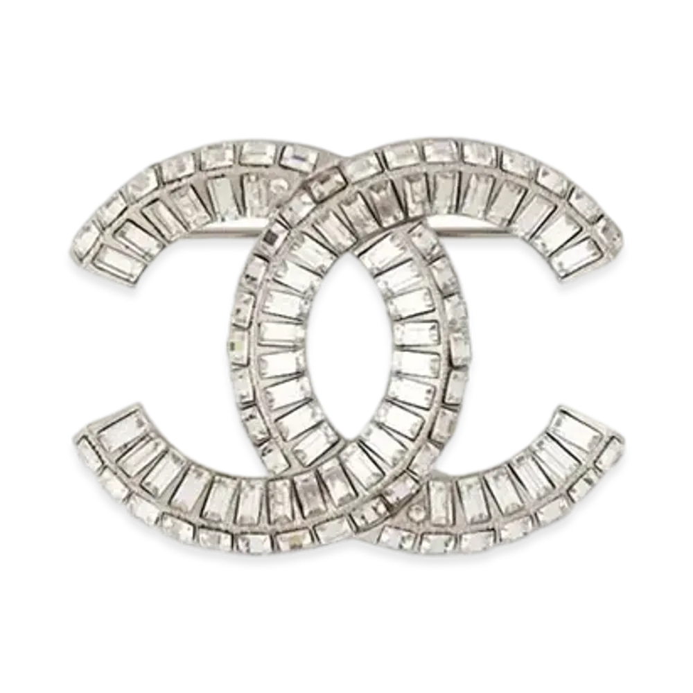 CHANEL Strass CC Brooch "Silver"