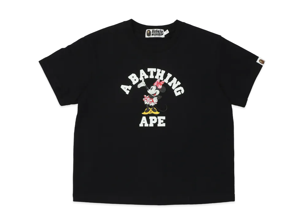 A BATHING APE x Disney Women's Minnie Mouse College Mini Tee "Black"