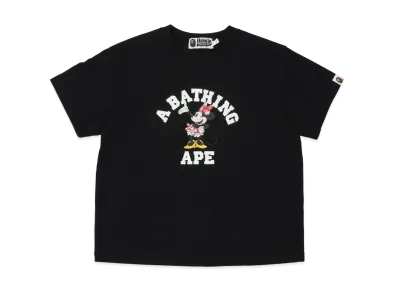 A BATHING APE x Disney Women's Minnie Mouse College Mini Tee "Black"