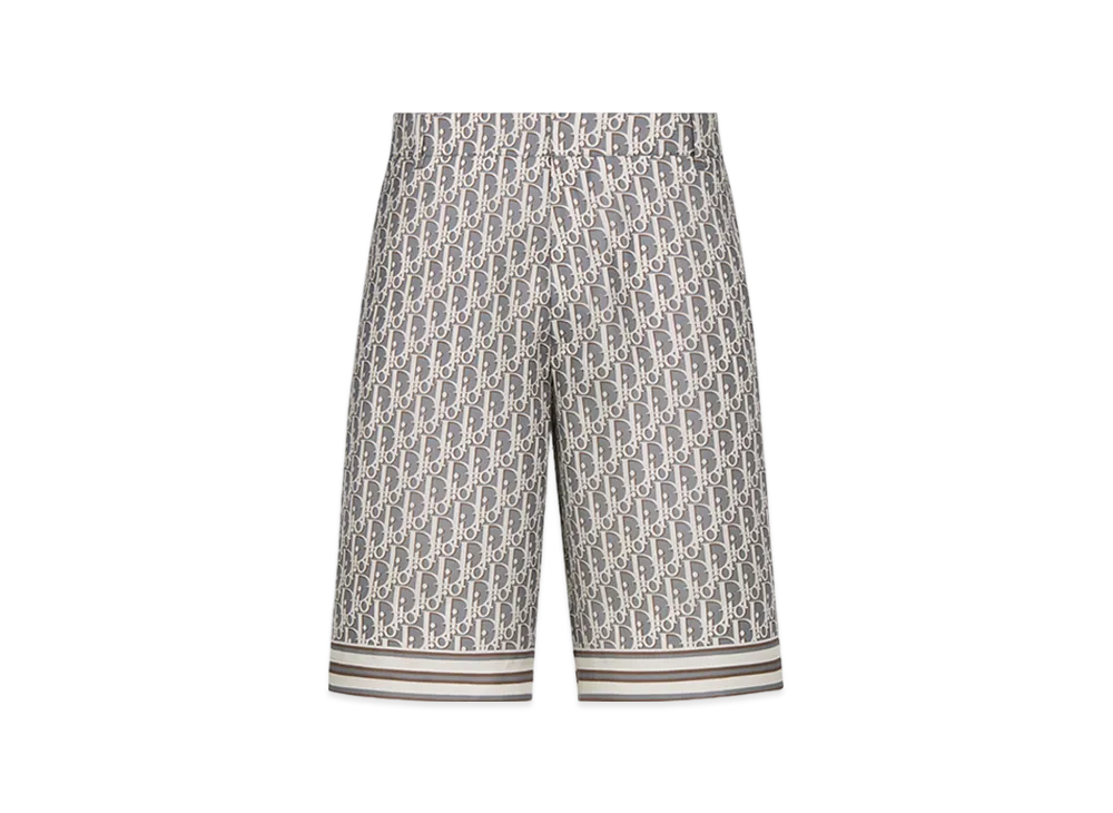 Dior Oblique Bermuda Shorts Organic Silk Twill "Gray"