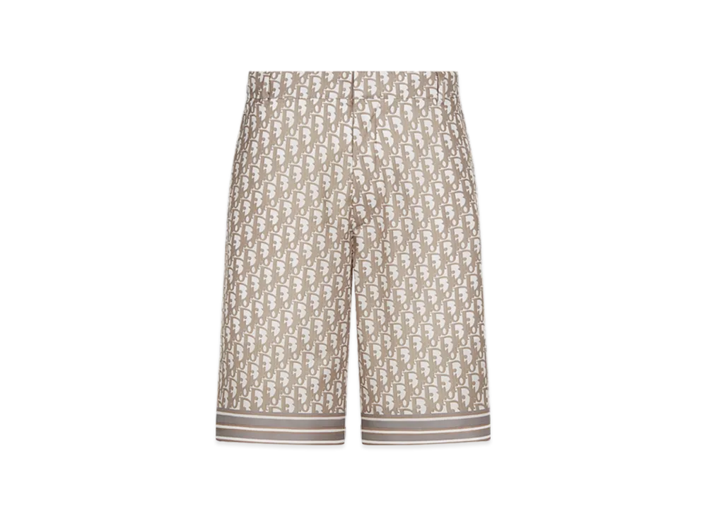 Dior Oblique Bermuda Shorts Silk Twill "Beige"