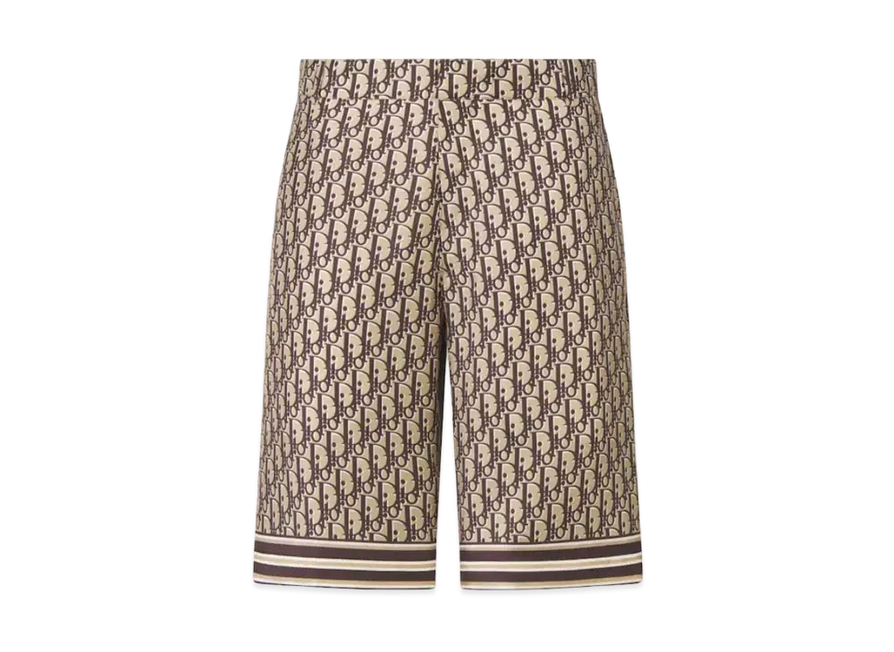 Dior Oblique Bermuda Shorts and Silk Twill "Beige/Brown"