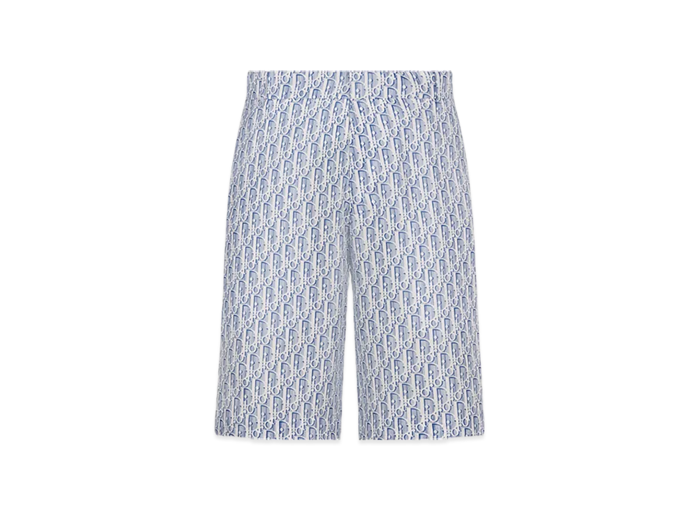 Dior Oblique Bermuda Shorts Silk Twill "Blue Striped"