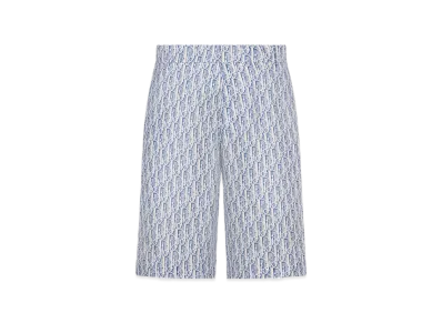 Dior Oblique Bermuda Shorts Silk Twill "Blue Striped"