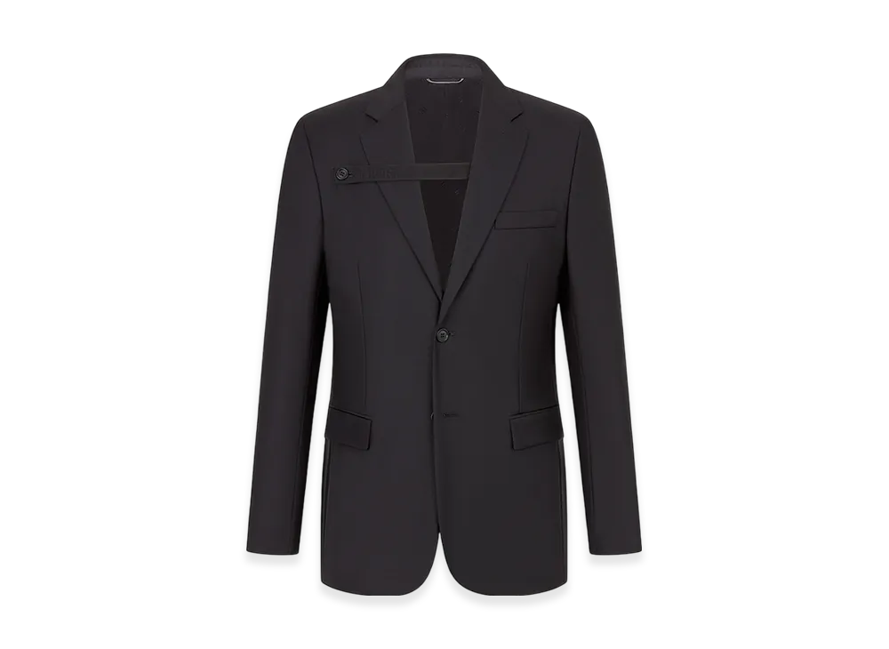 Dior Jacket with Button Placket Wool Twill "Black"