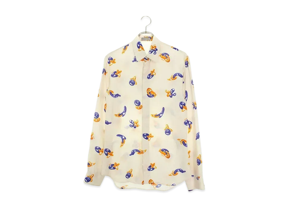 Dior x Kenny Scharf Men's All Over Pattern Rayon Shirt "Light Pink"
