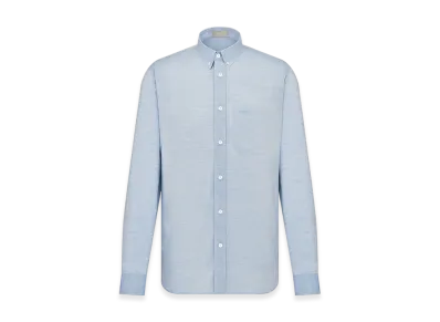 Dior Shirt with Dior Embroidery Poplin Chambray "Light Blue"