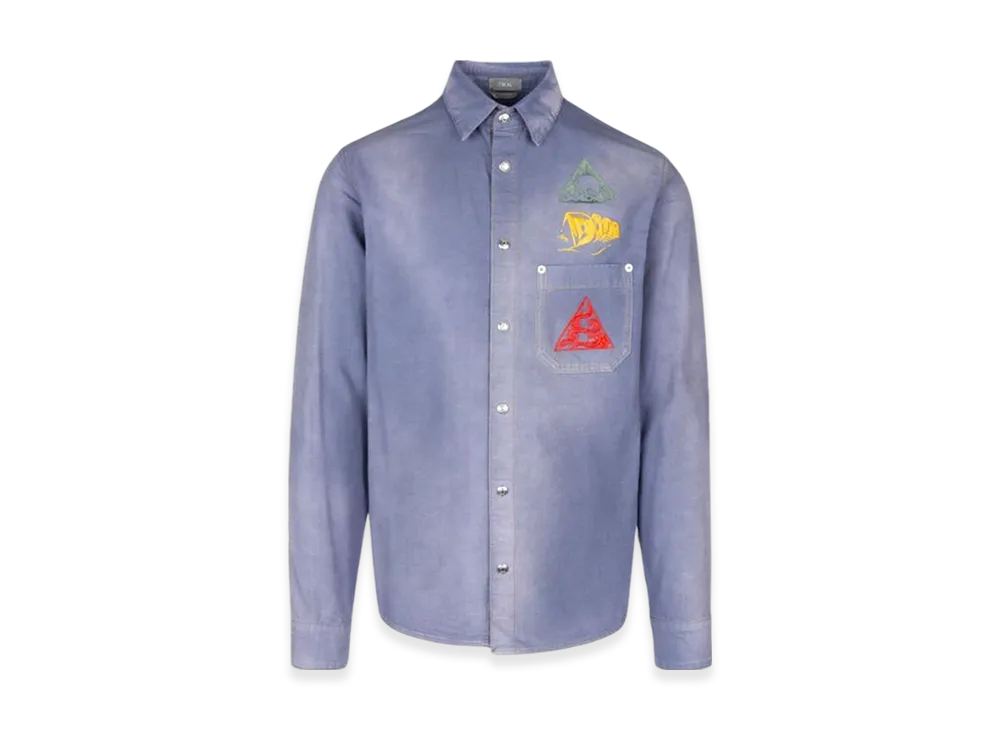 Dior Embroidered Cotton Denim Shirt "Blue"