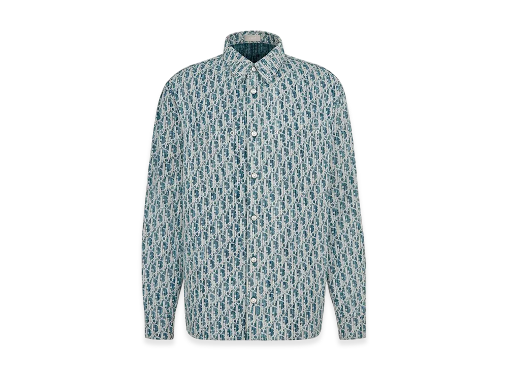 ディオール オーバーシャツ ディオール オブリーク カスリ コットン デニム "ブルー/ホワイト" 013D585BY989_C580