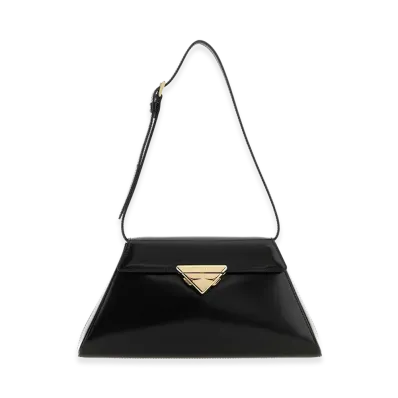 PRADA Women's Medium Brushed Leather Shoulder Bag "Black"