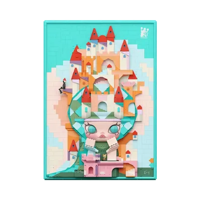 POP MART MOLLY Lost Triceratops Building Block Art