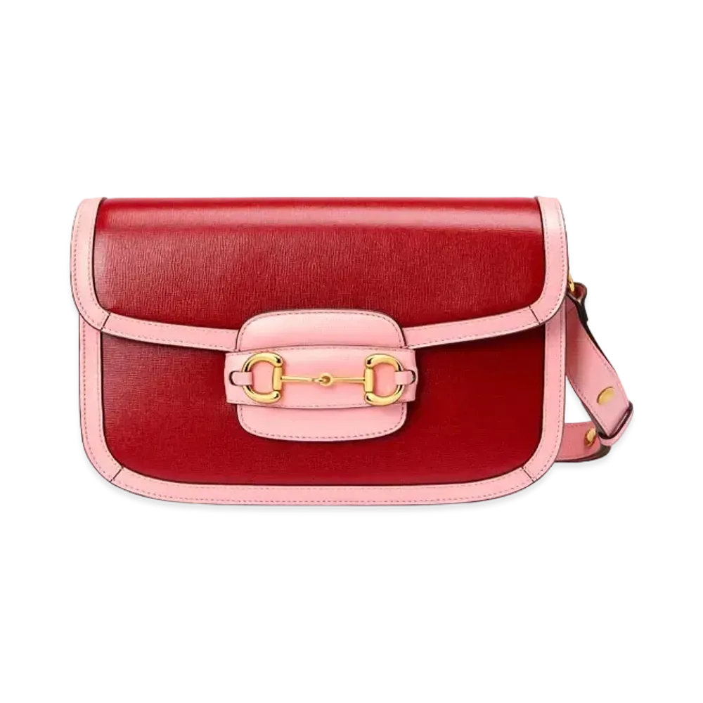 GUCCI Horsebit 1955 Small Shoulder Bag "Red/Pink"
