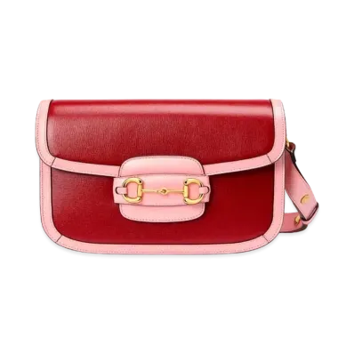 GUCCI Horsebit 1955 Small Shoulder Bag "Red/Pink"