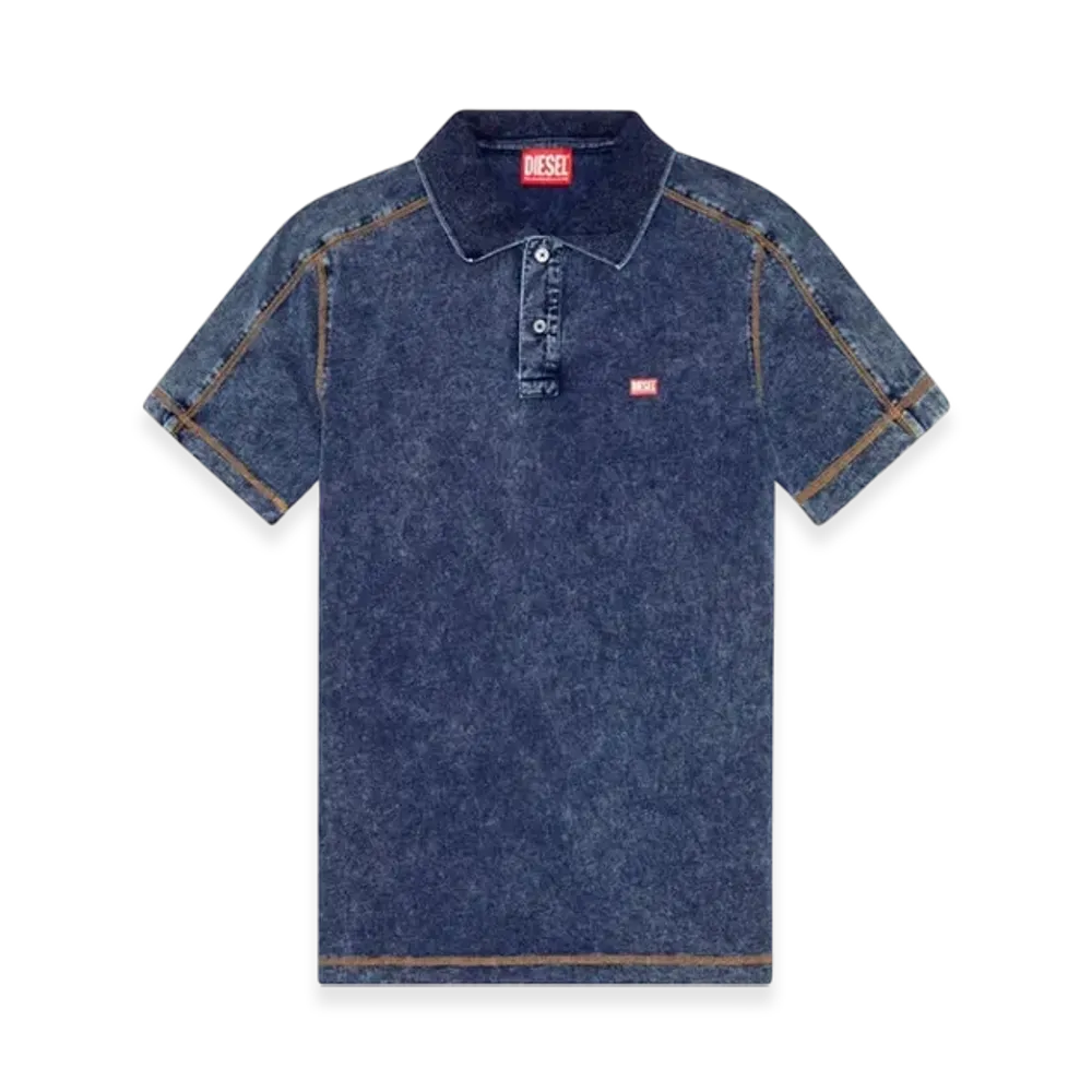 Diesel T-Swind Polo Shirt In Denim-Effect Jersey "Blue"
