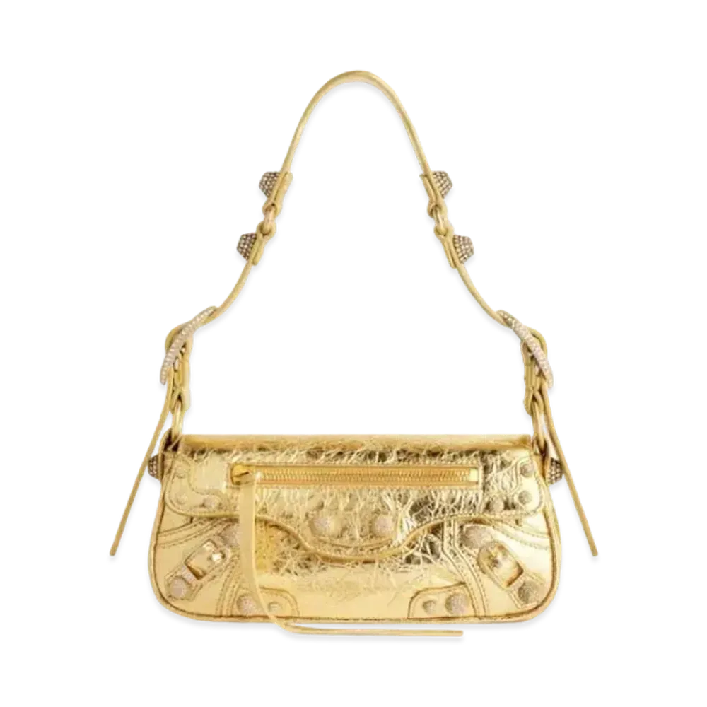 BALENCIAGA Le Cagole XS Sling Bag Metallized Rhinestones "Gold"