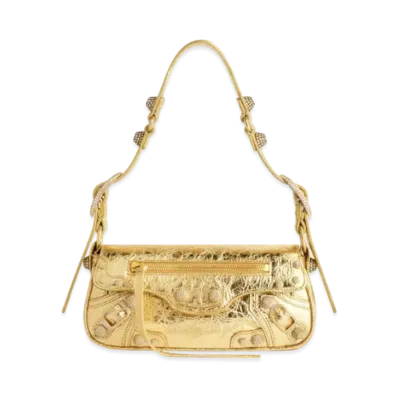 BALENCIAGA Le Cagole XS Sling Bag Metallized Rhinestones "Gold"