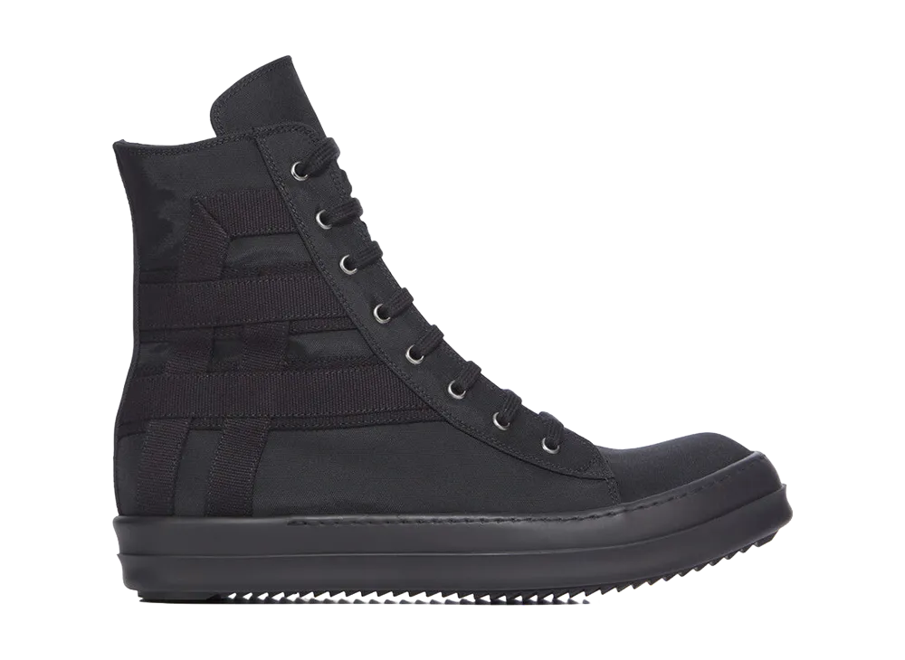 Rick Owens DRKSHDW SS26 Vegan Sneaks Nylon Canvas "Black"
