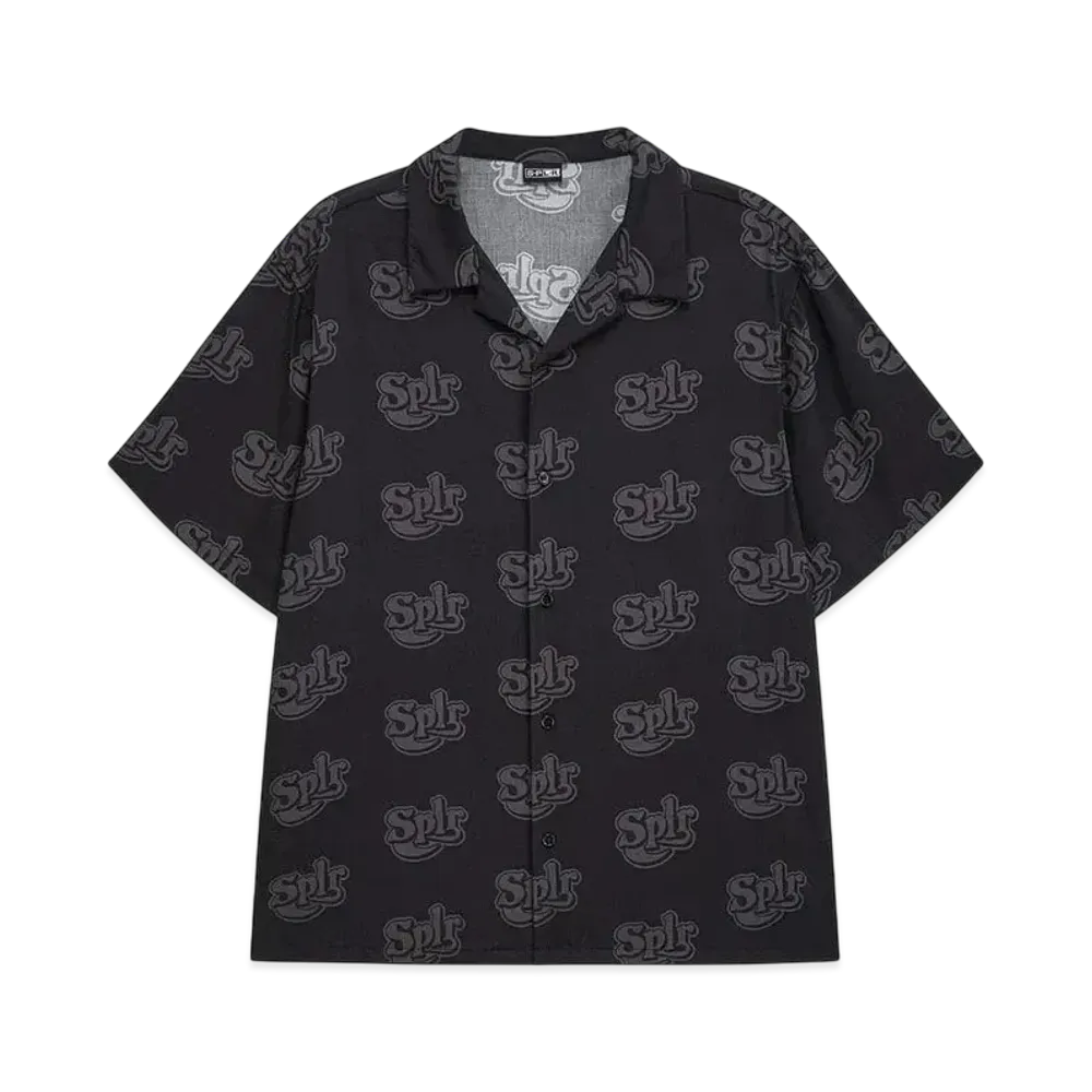 SPLR Allover Logo Open Collar Shirt "Black"