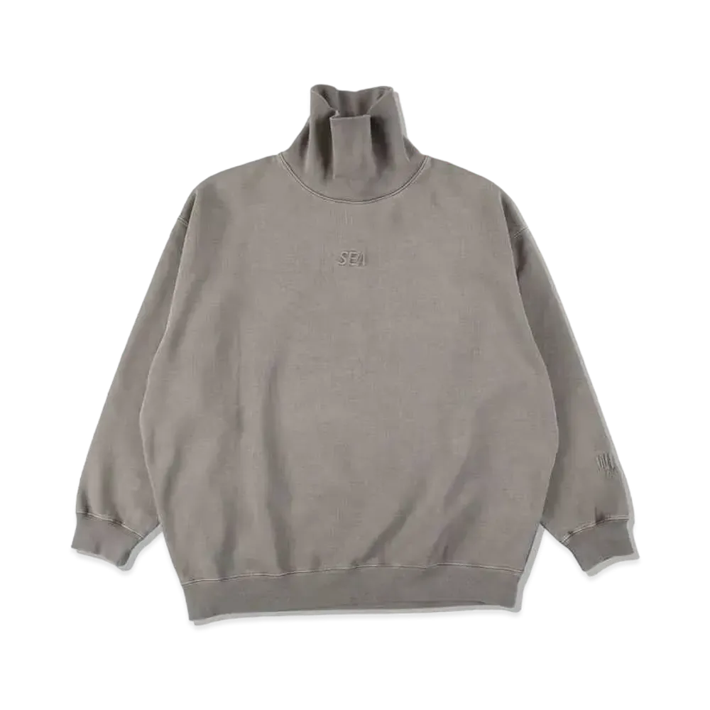 WIND AND SEA SEA (PIGMENT-DYE) TURTLE NECK SWEAT SHIRT "Charcoal"