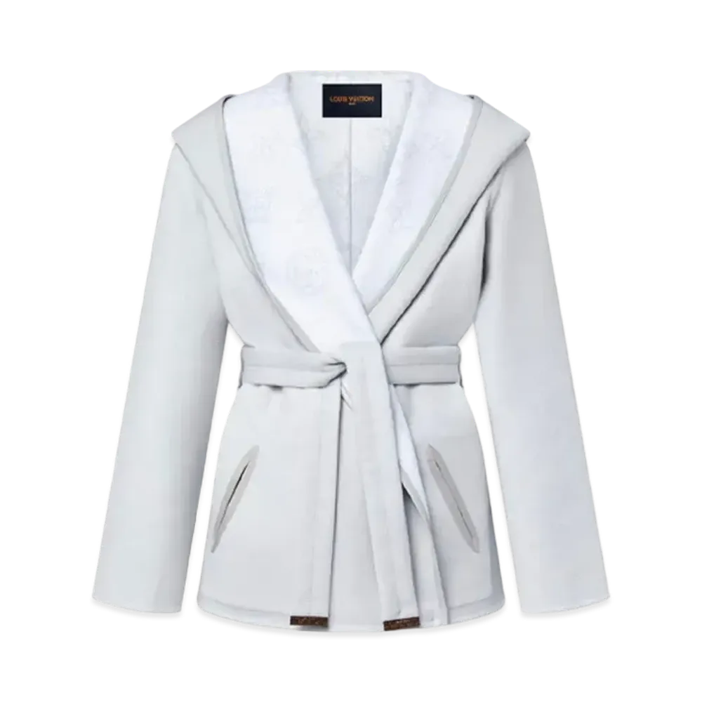 Louis Vuitton Reversible Signature Short Hooded Wrap Coat "Silver"