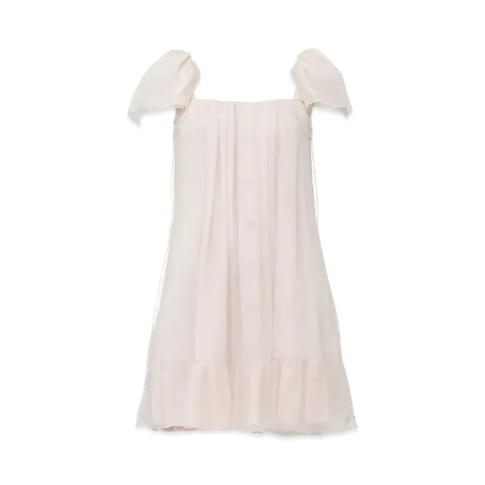 Alexander McQUEEN Silk Crepon Mini Dress "Ivory/Pink"