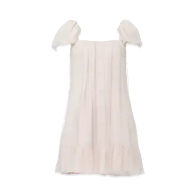 Alexander McQUEEN Silk Crepon Mini Dress "Ivory/Pink"