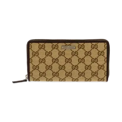 GUCCI GG Canvas Zip Around Wallet "Beige"