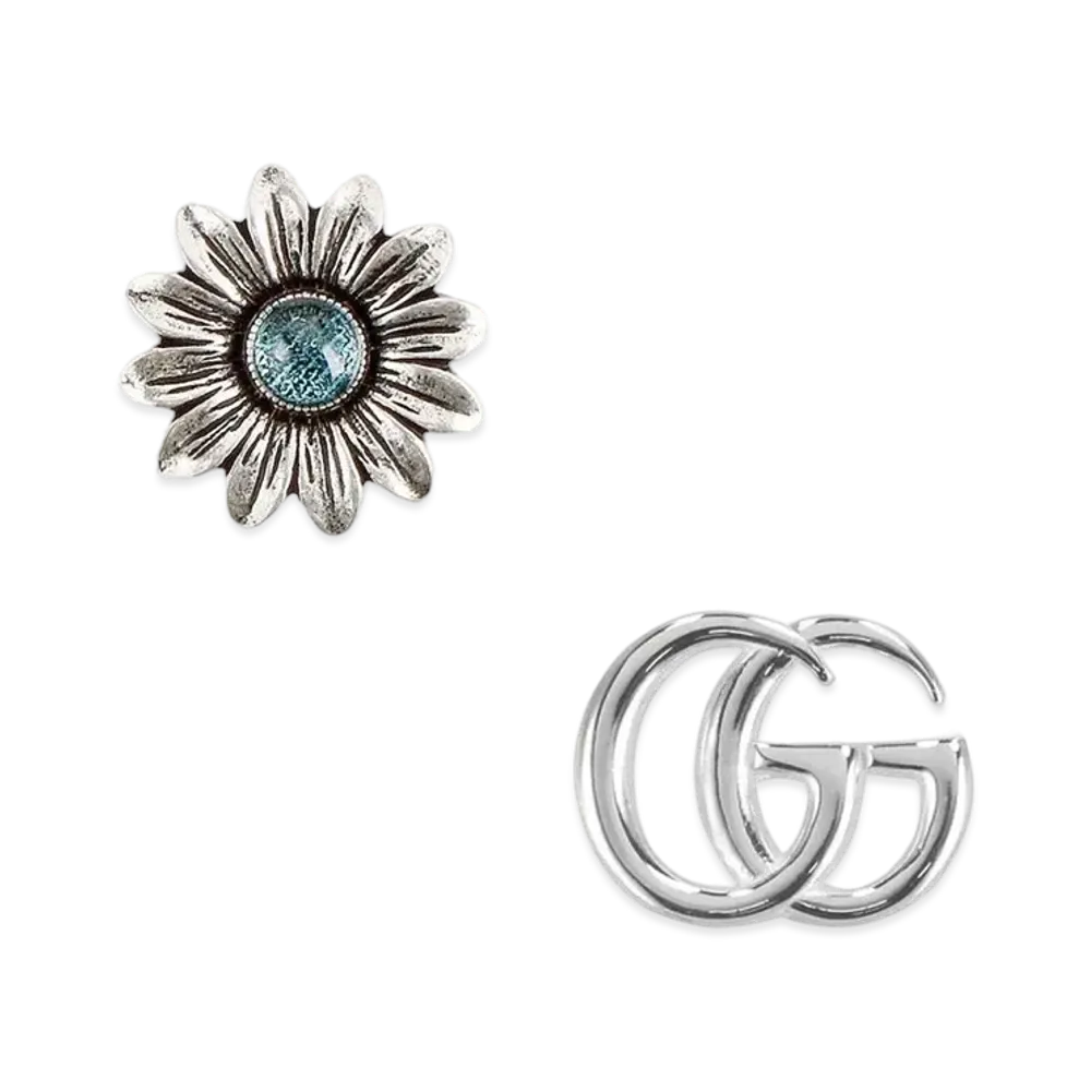 GUCCI Double G Flower Rivet Earrings