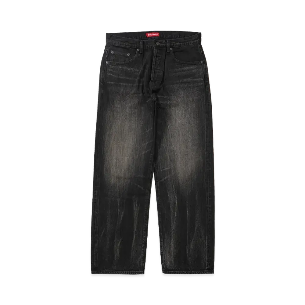 Supreme Distressed Loose Fit Selvedge Jean (26SS) "Washed Black"