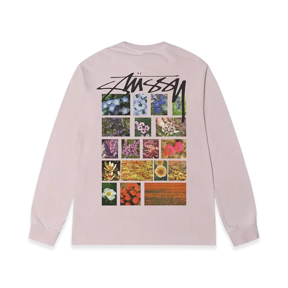 Stussy Flower Grid Pigment Dyed LS Tee "Blush"