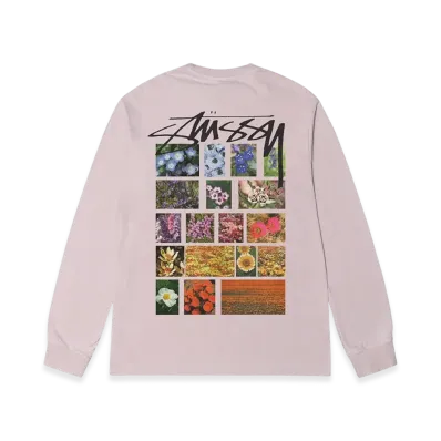 Stussy Flower Grid Pigment Dyed LS Tee "Blush"