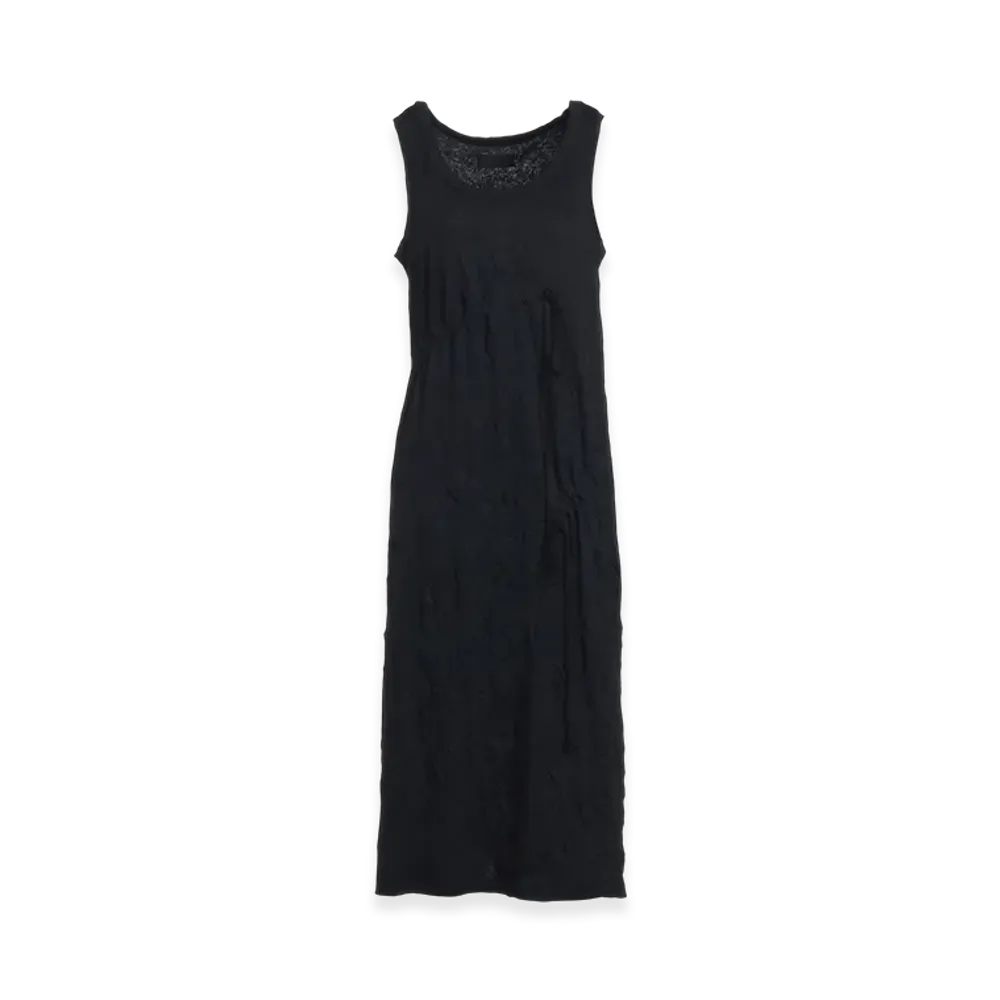 S'YTE Catch-Washer Finish Cotton Jersey Strings Gathered Dress "Black"