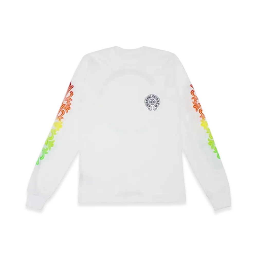 クロムハーツ バックグラッドサークルロゴ フローラルスリーブ グラディエント L/S Tシャツ "ホワイト"