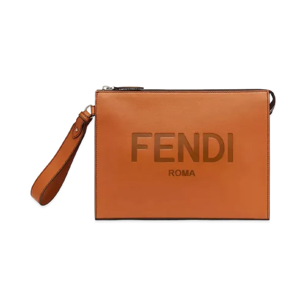 FENDI Flat Slim Clutch Leather Slim Clutch "Brown"