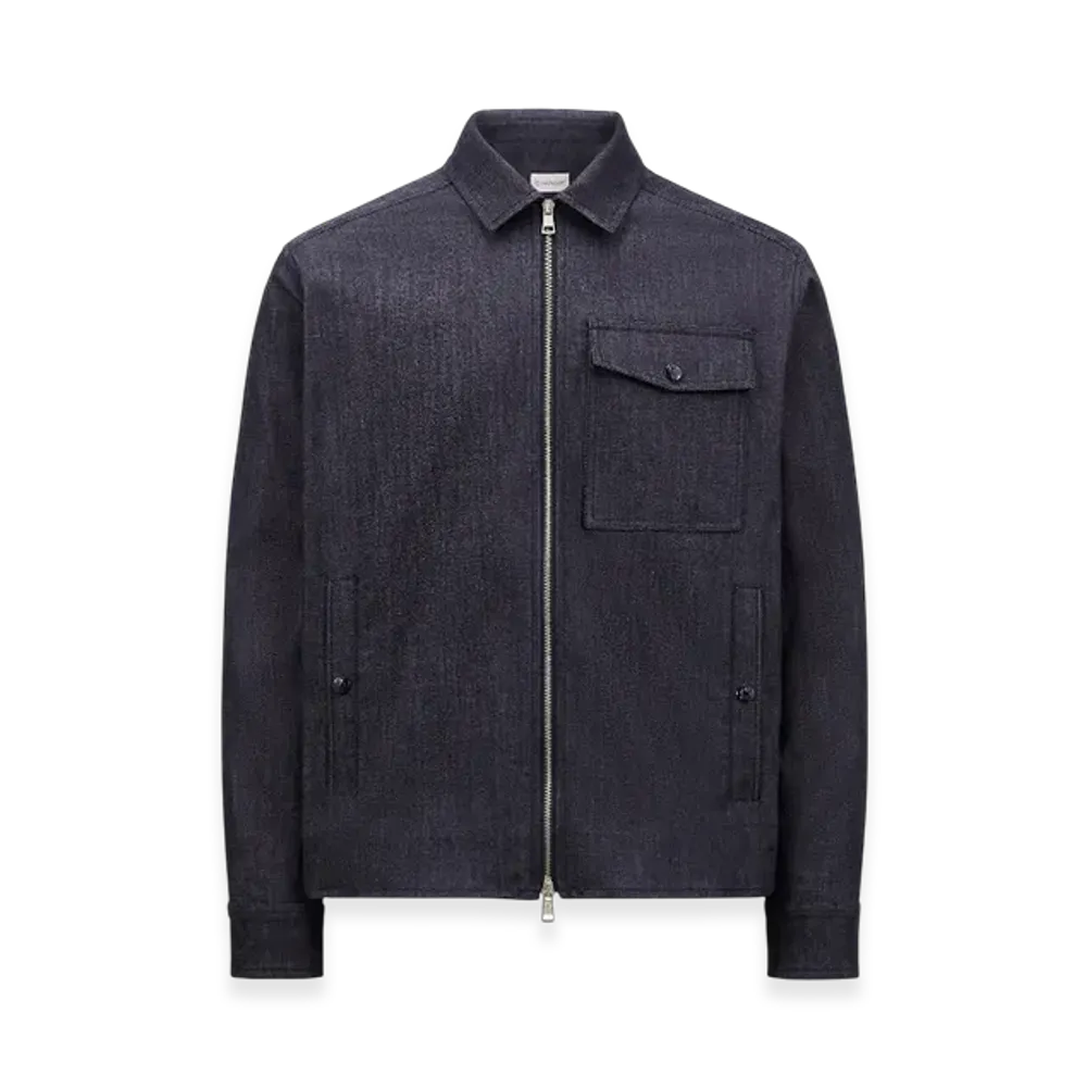 MONCLER Denim Long Sleeve Zip-Up Shirt "Denim"