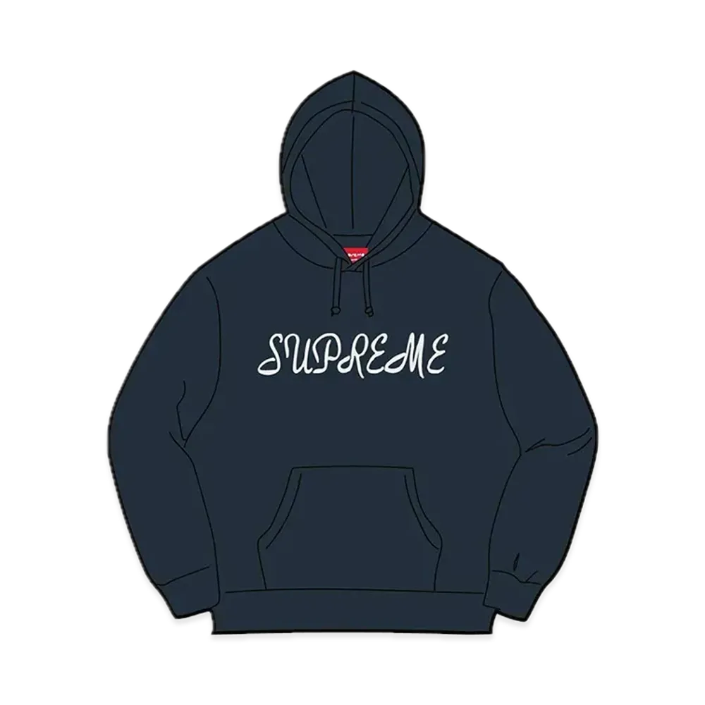 Supreme Script Hooded Sweatshirt "Navy"