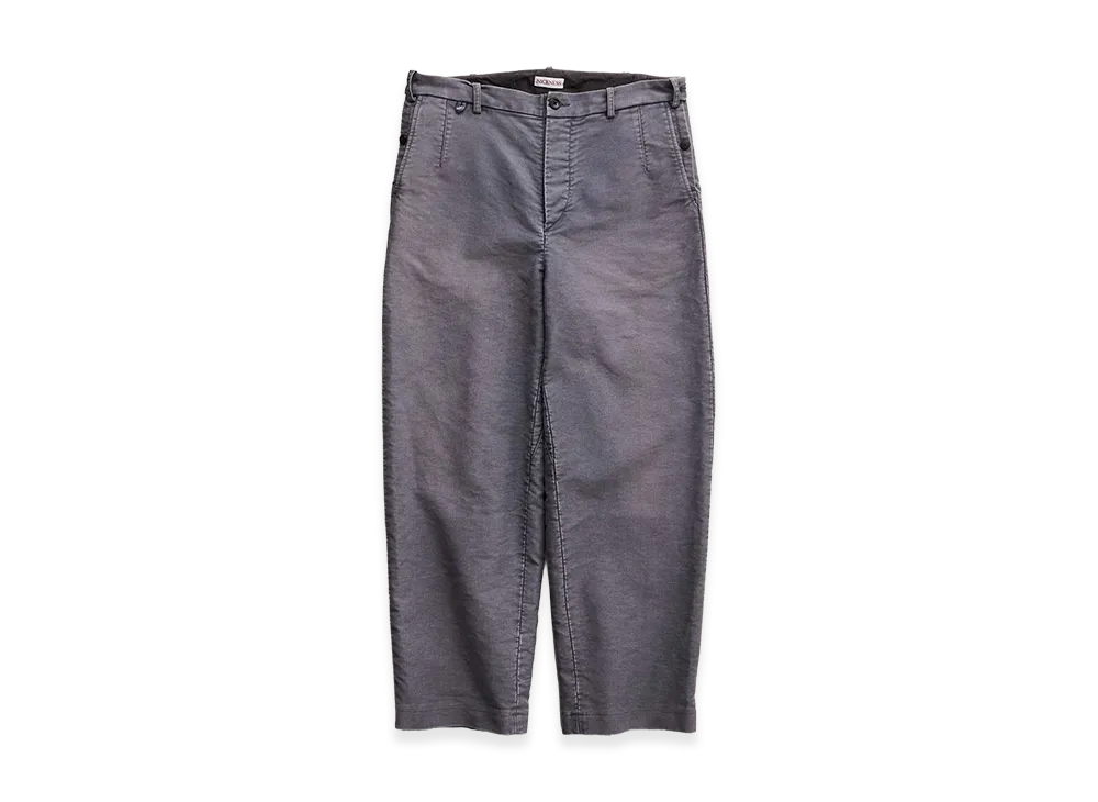 NICENESS Adamson Aged-Effect Moleskin Trousers "Gray"