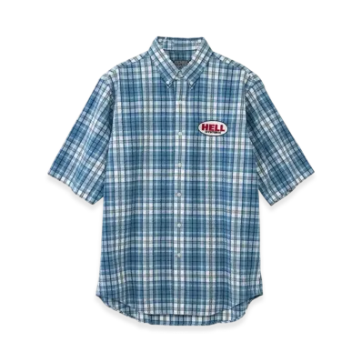 HYSTERIC GLAMOUR Hysteric Hell Embroidered Button Down Shirt "Blue"