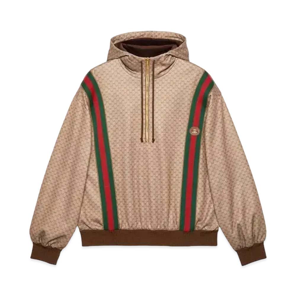 GUCCI Mini GG Jersey Hooded Sweatshirt "Beige/Ebony"