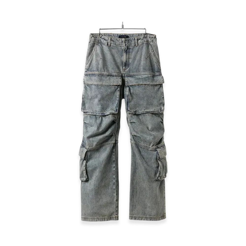 Entire Studios Heavy Denim Cargo Trousers "Surface Wave"